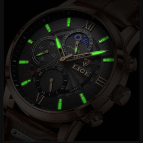 Relógio Lige Com Pulseira de Couro